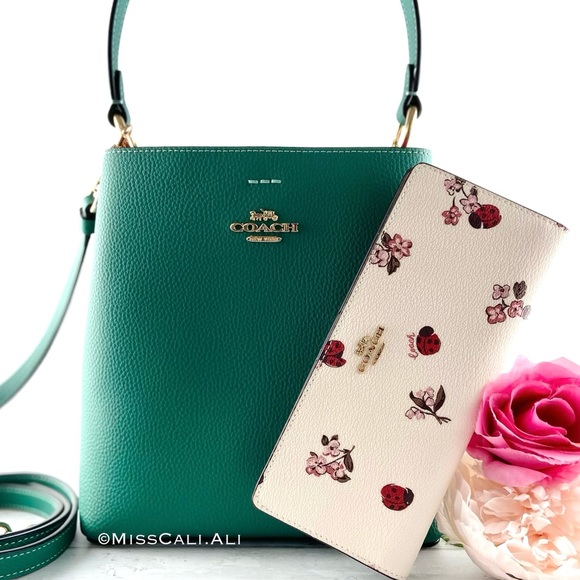 NWT COACH 🐞Ladybug Floral Slim Long Wallet Bag - Picture 7 of 13